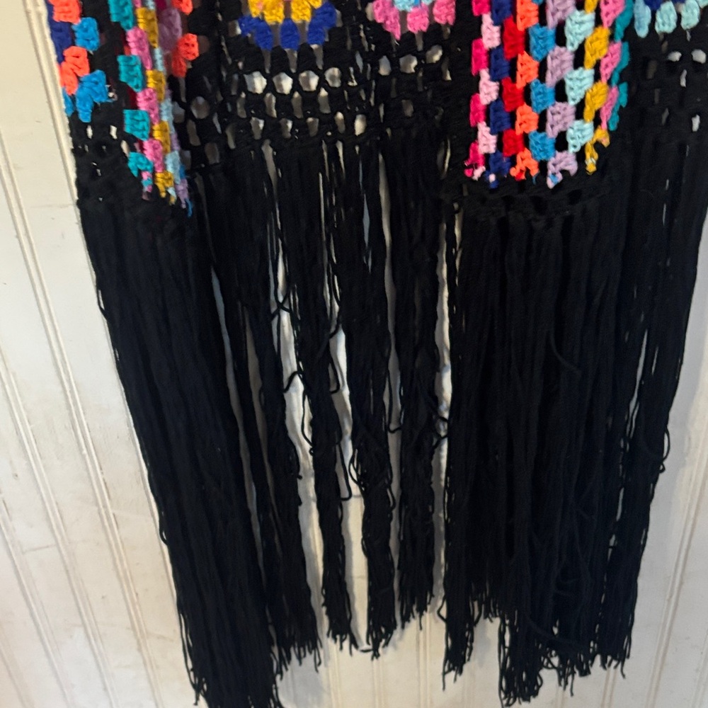 Colorful Crochet Open-Front Cardigan - Picture 6 of 9
